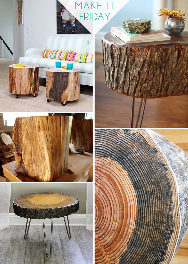 Make It Friday: Tree Slice Tables || DIY Roundup via Jade and Fern