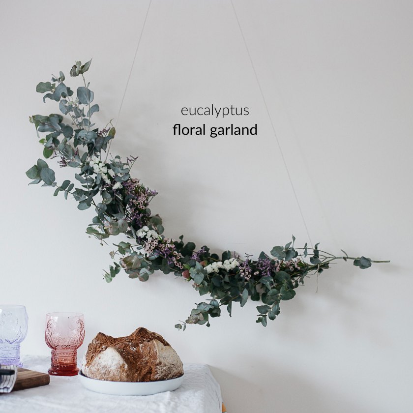 South by North floral eucalyptus garland