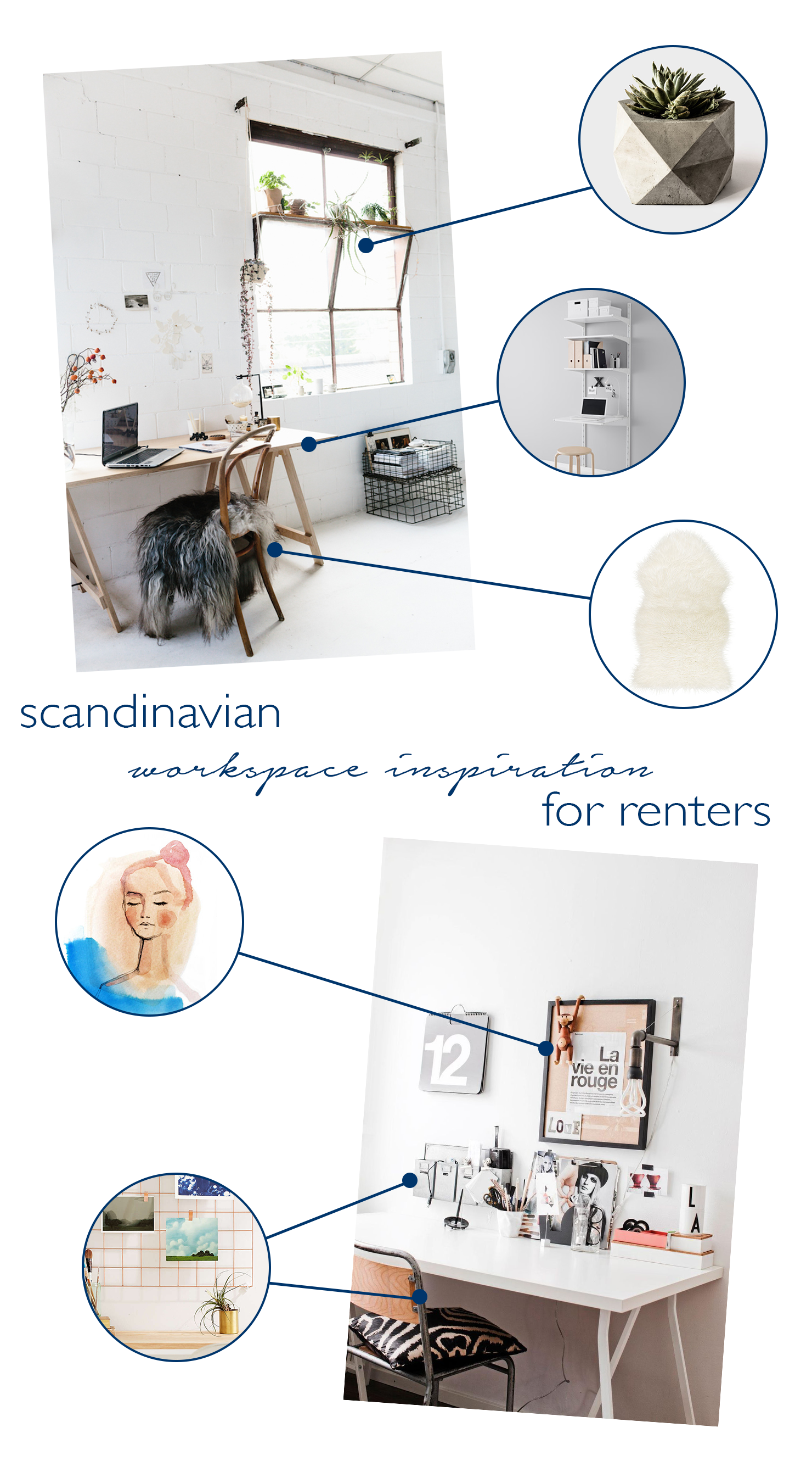 Scandinavian Workspace Inspiration for Renters via Idle Hands Awake