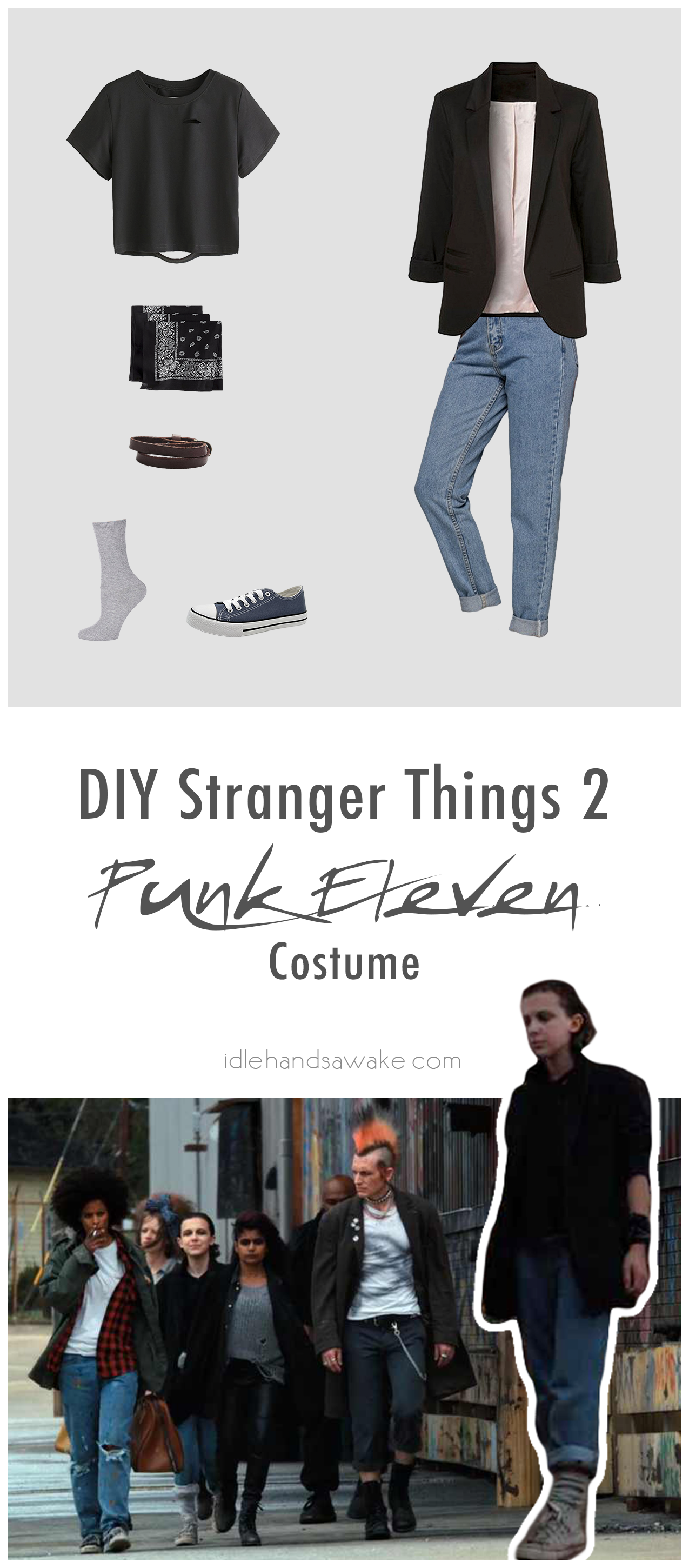 Don't be a mouthbreather -- grab everything you need for a bitchin' DIY Stranger Things 2 Punk Eleven costume. Let the badassery begin.