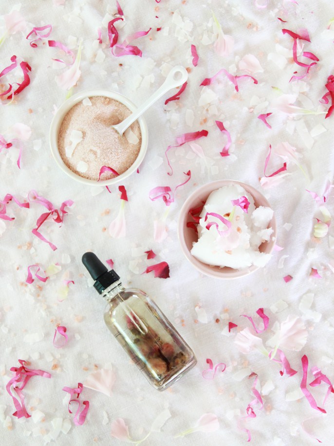DIY Rose Coconut Salt Scrub by A Bubbly Life