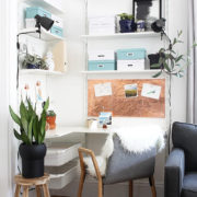 See how I turned a cluttered corner in my living room into a dreamy Scandinavian inspired workspace.