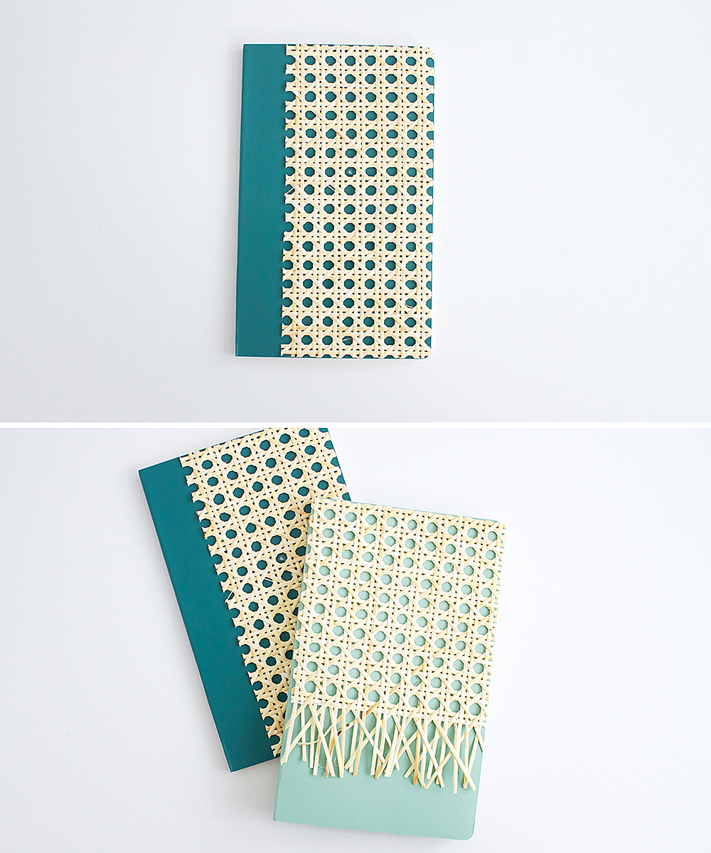 How to use cane webbing to make DIY rattan notebooks in just four steps