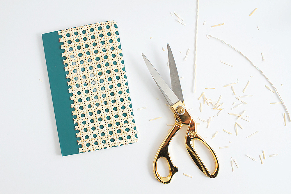 How to use cane webbing to make DIY rattan notebooks in just four steps