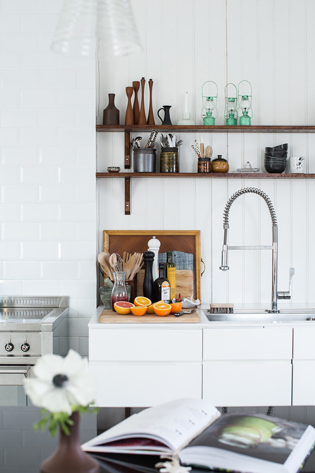 Black, White, and Wood Kitchen Inspiration via Design Sponge